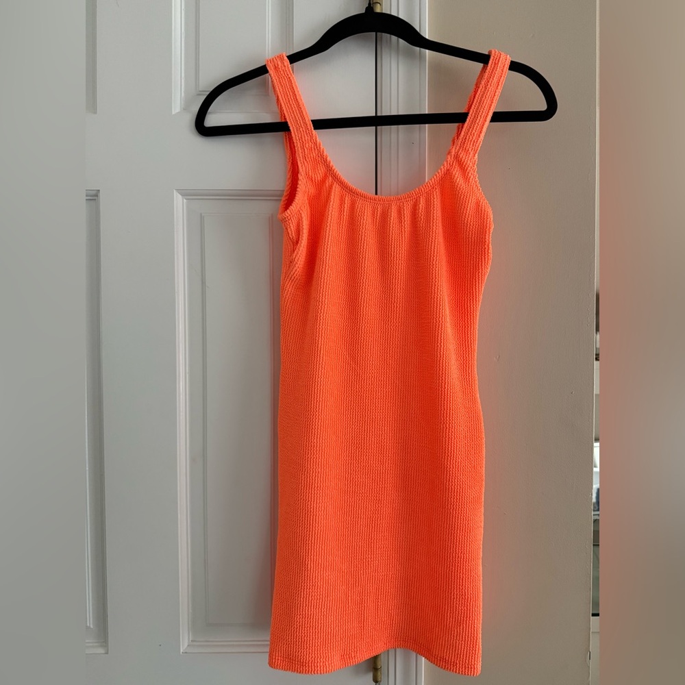 Good American Orange Crinkle Dress